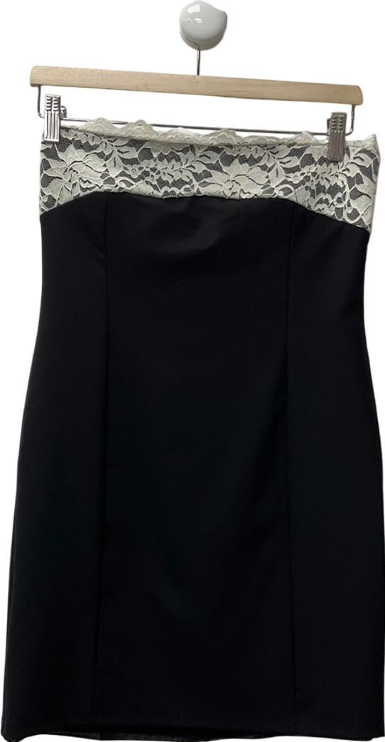 White Fox Black White Lace Bandeau Mini Dress UK L