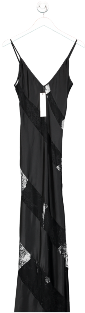 Delfi Collective Celine Silk And Lace Long Black Dress UK S