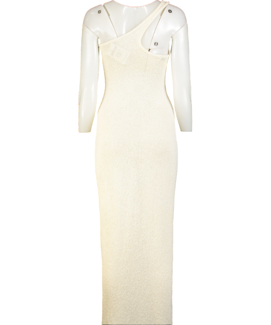 Beige One Shoulder Textured Maxi Dress UK XS/S