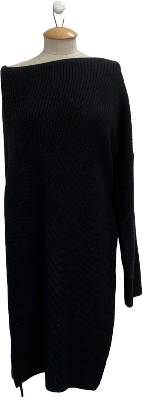 ZARA Black Knitted One Shoulder Jumper Dress UK 8