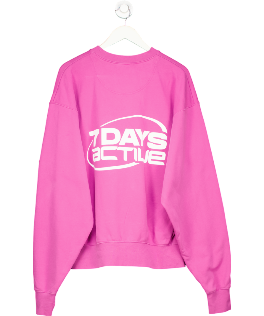 7 Days Active Purple Oversized Monday Crew Neck Sweatshirt UK M