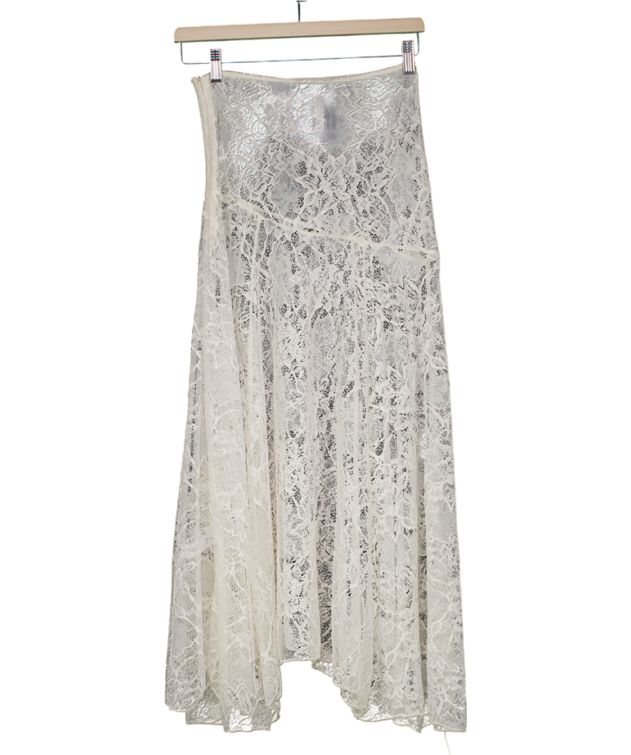 ZARA Cream Sheer Lace Midi Skirt UK S