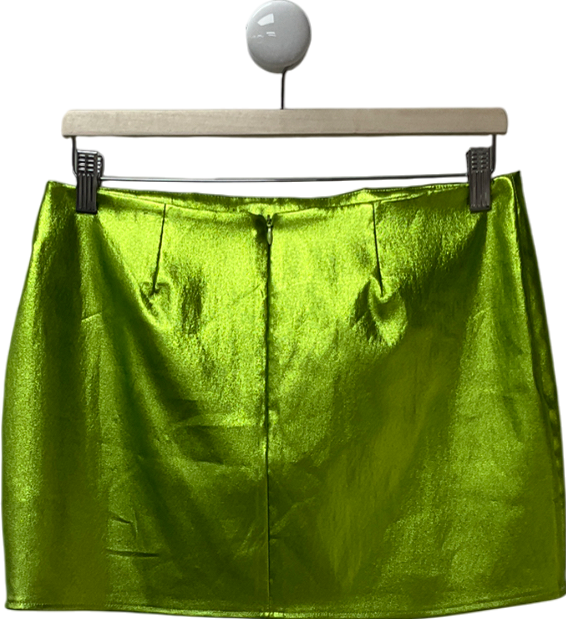 As You Green Buckle Mini Skirt In Metallic UK 10