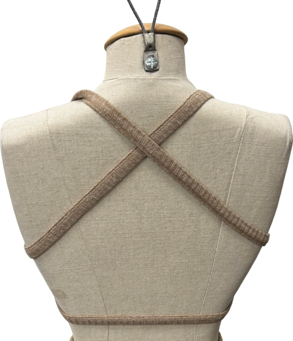 Bo + Tee Beige Terry Towelling Scoop-neck Bralette In Mocha Brown UK XS