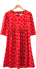 ORLA KIELY Red 100% Silk Printed Mini Dress Sz1 UK 8