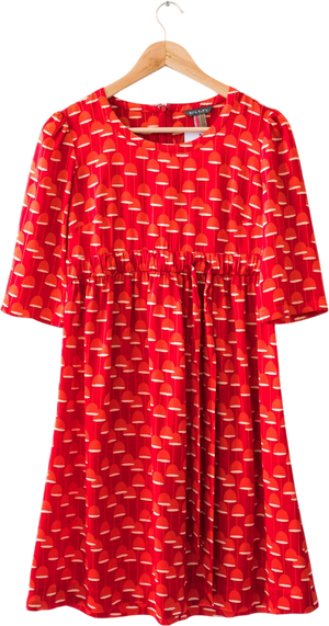 ORLA KIELY Red 100% Silk Printed Mini Dress Sz1 UK 8