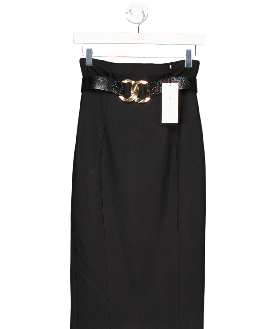Karen Millen Black Belted Pencil Skirt UK 6