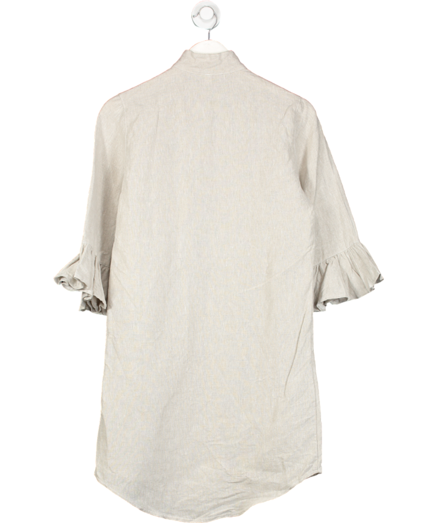 Freya Lillie Natural Beige Linen Marcia Frilled Shirt UK 6-8
