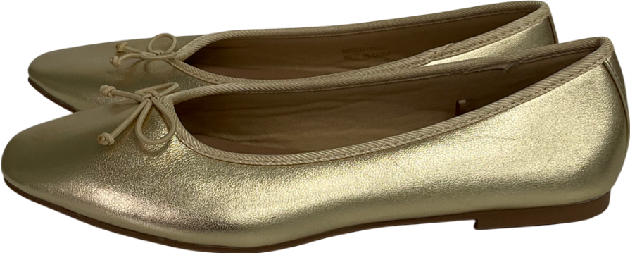 New Look Gold Metallic Leather-look Ballerina Pumps UK 5 EU 38 👠