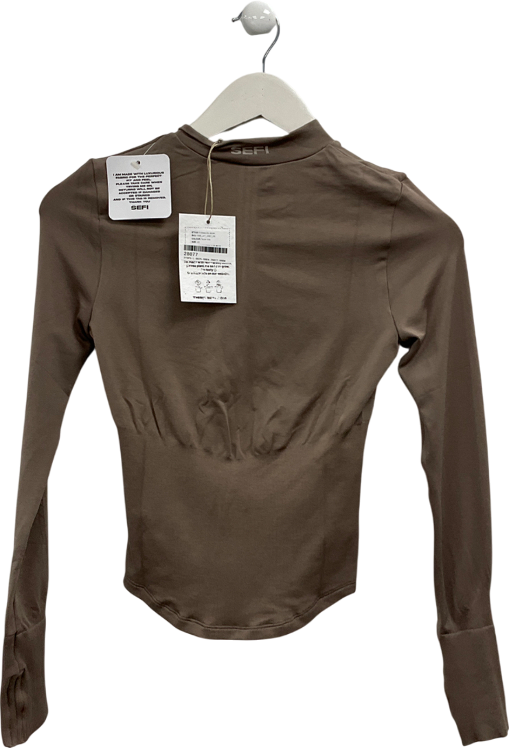 sefi Brown Timeless Zip Jacket - Taupe Gray UK XS