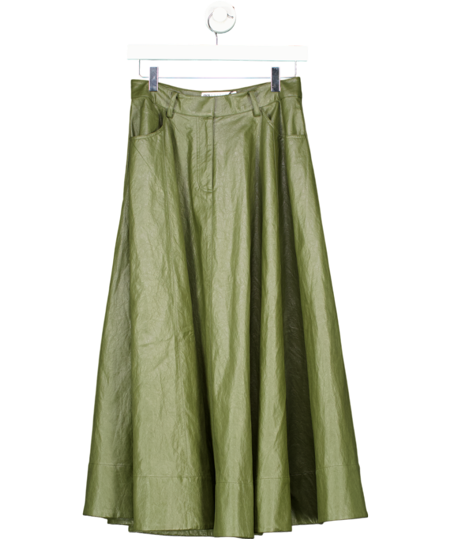 ASOS Green Leather Look Volume Maxi Skirt In UK 8