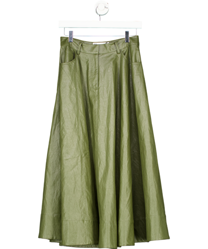 ASOS Green Leather Look Volume Maxi Skirt In UK 8