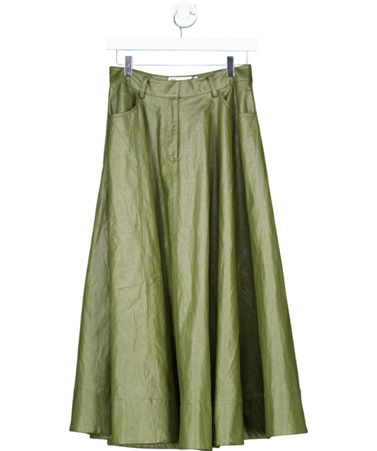 ASOS Green Leather Look Volume Maxi Skirt In UK 8