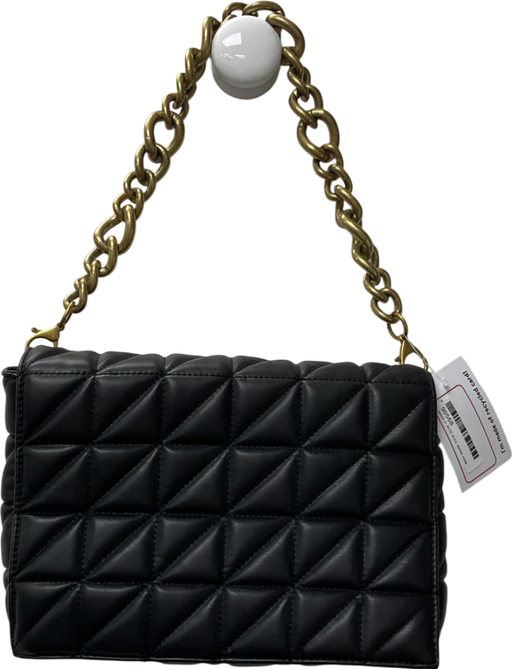 ZARA Black Quilted Shoulder Bag With Chain One Size