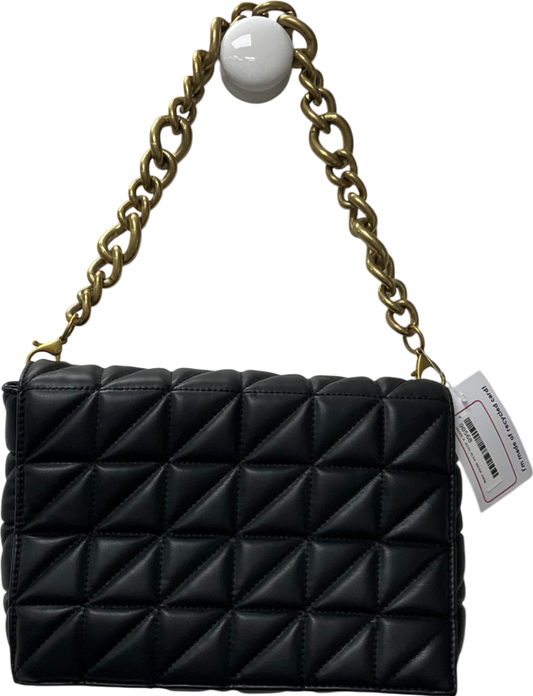 ZARA Black Quilted Shoulder Bag With Chain One Size