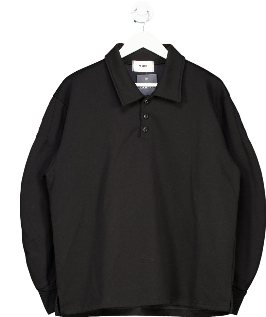 void Black Long Sleeved  Polo Shirt UK L