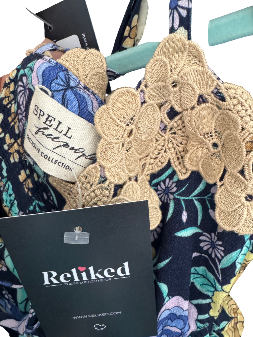 Spell X Free People Blue Full Bloom Ruffle Dress UK S