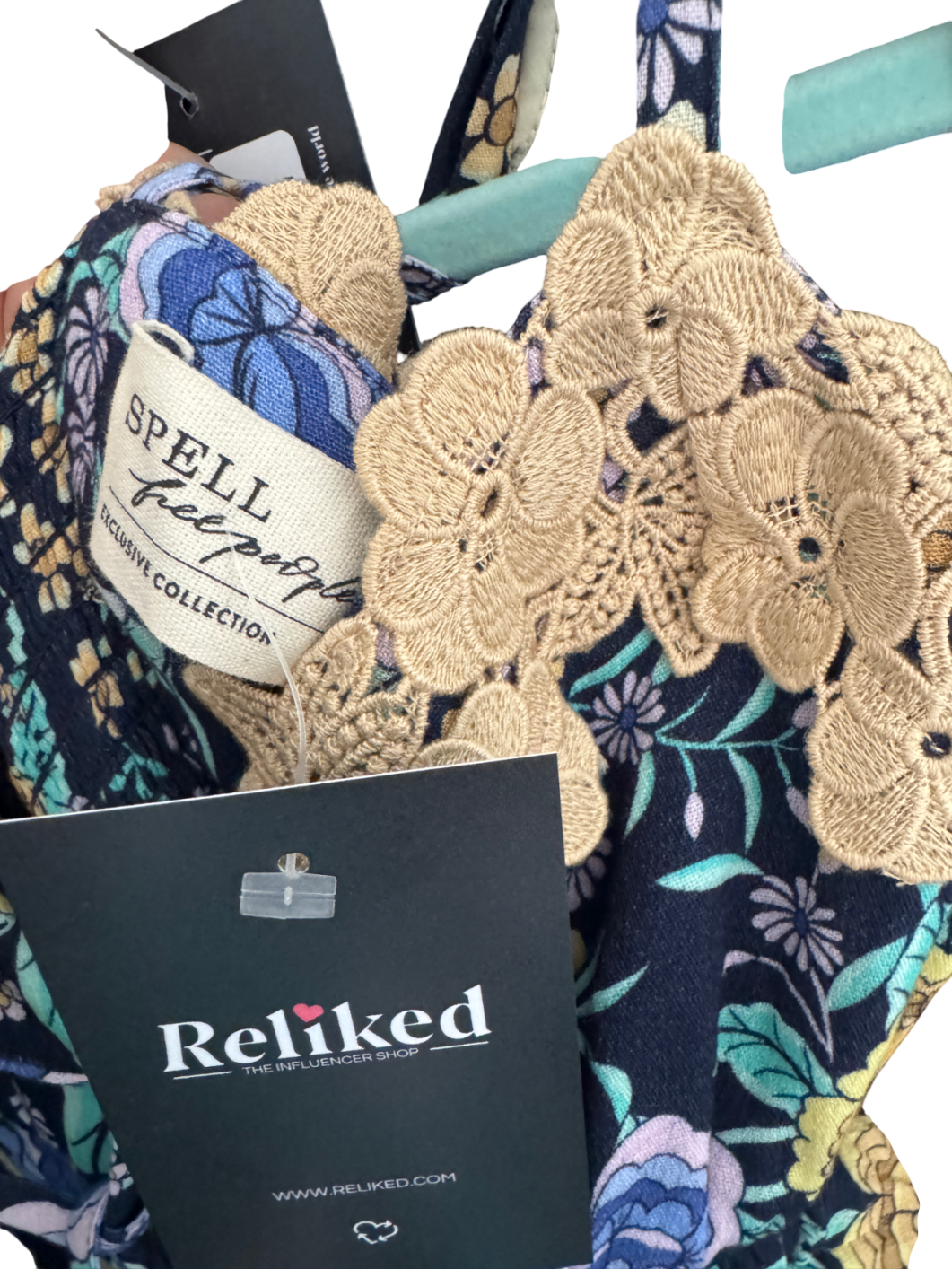 Spell X Free People Blue Full Bloom Ruffle Dress UK S