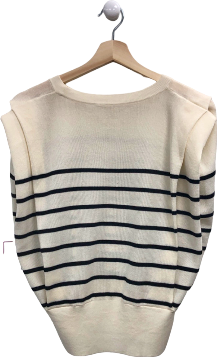 Goelia White Striped Knitted Top UK M