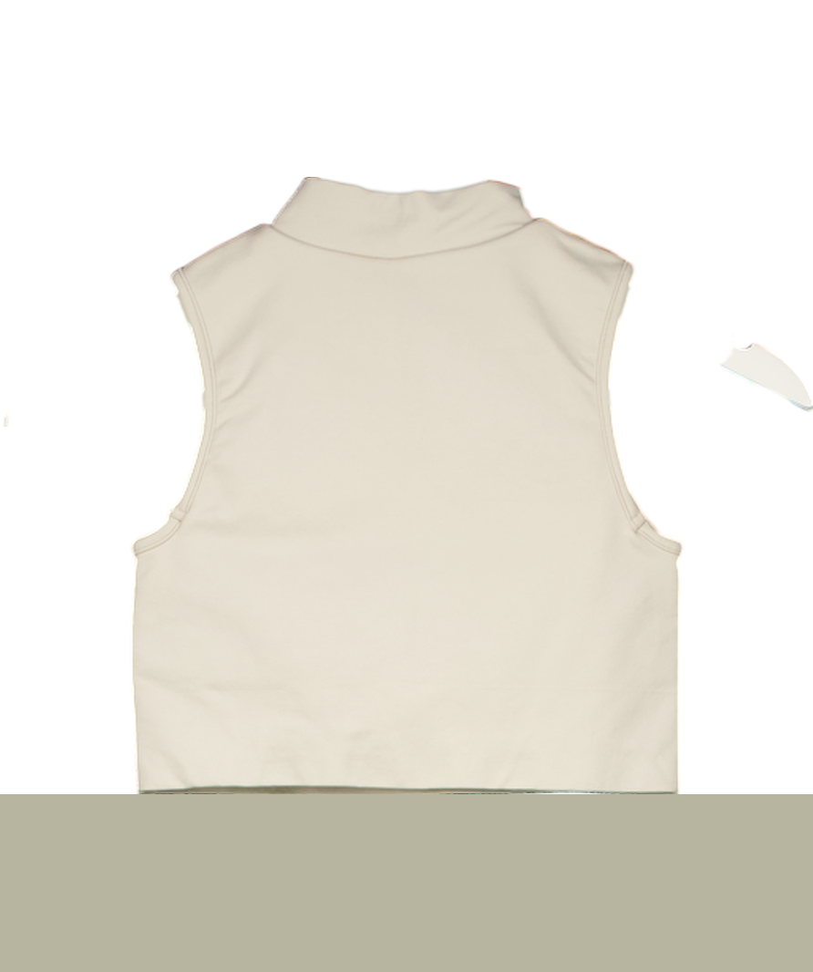 t/ala Cream Mock Neck Quater-zip Crop Top UK XS