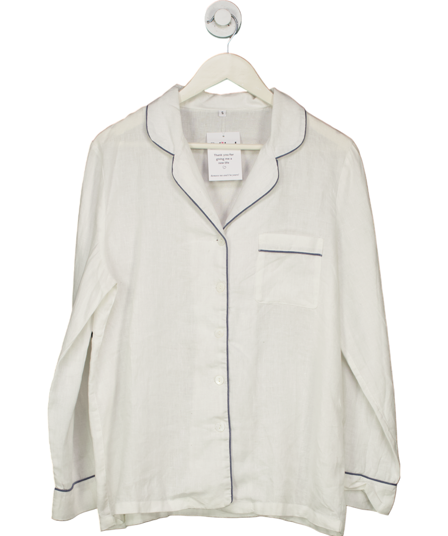 Piglet White Linen Pyjama Shirt UK S