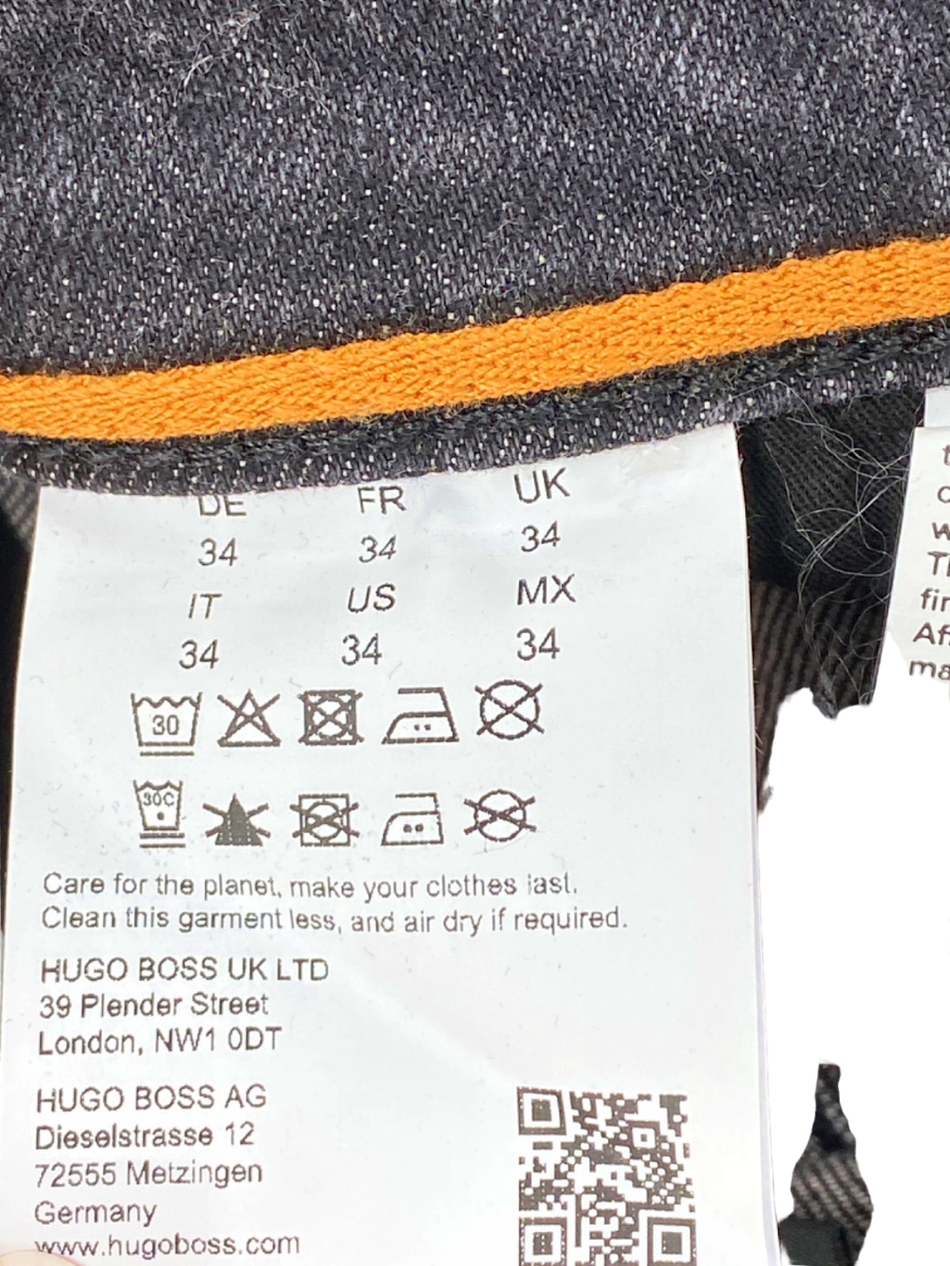 Hugo Boss Grey Denim Re.Maine-Shorts Regular Fit W34