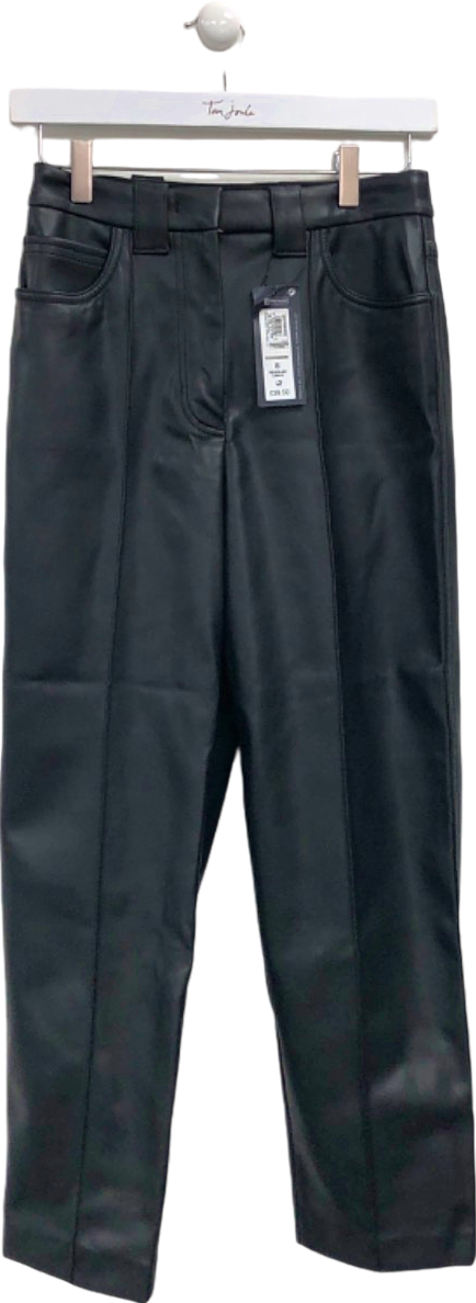 M&S Black Faux Leather Trousers Regular UK 8