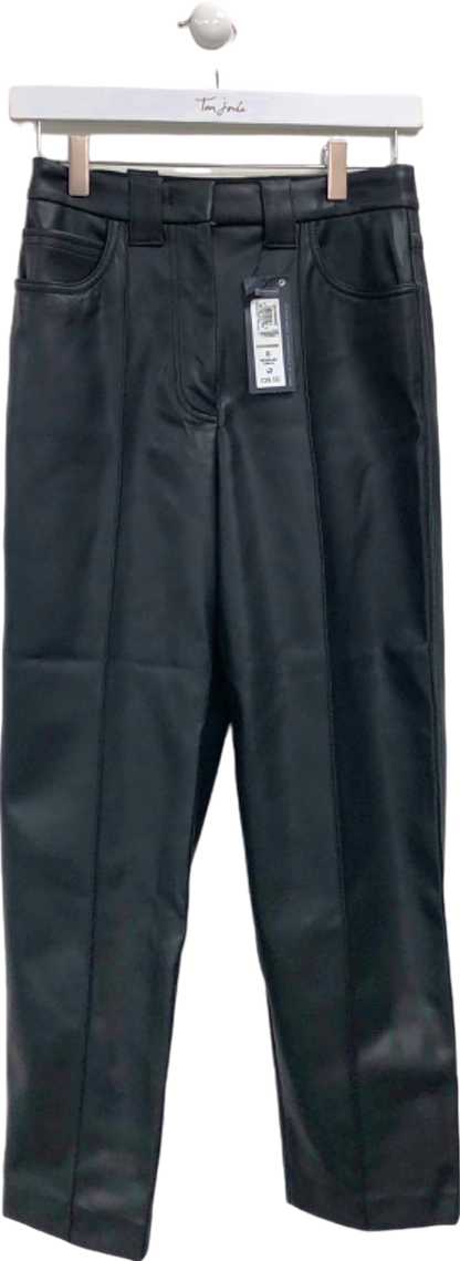 M&S Black Faux Leather Trousers Regular UK 8