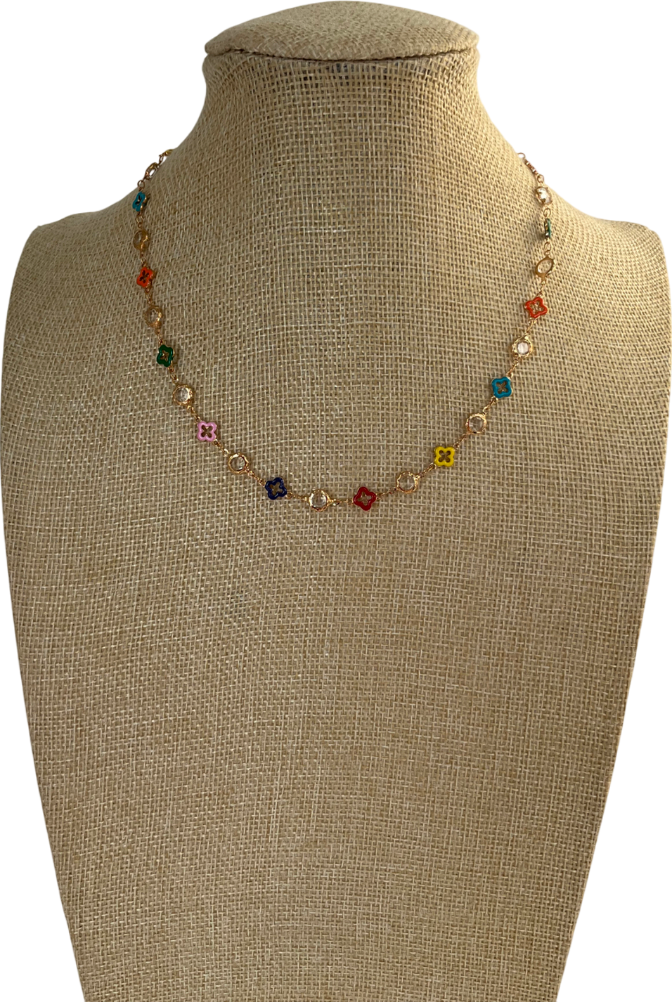 Embellished Multicoloured Clover Necklace