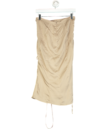 House of CB Beige Sidonie Satin Lace Up Skirt UK S