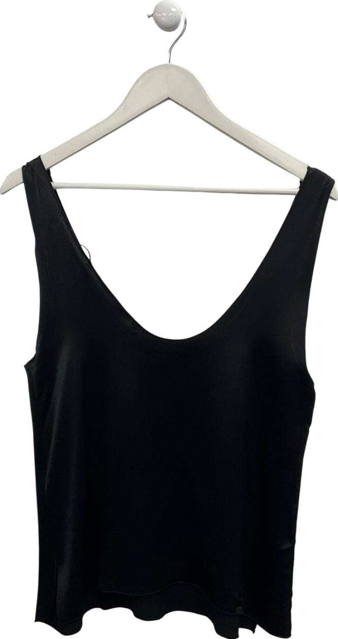 ZARA Black Satin Slub Vest Top UK XS