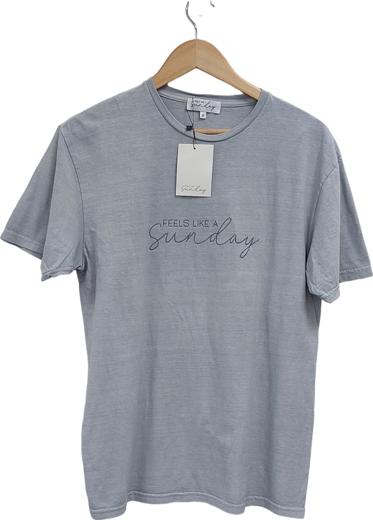 Feels Like A Sunday Grey Embroidered Tee UK M