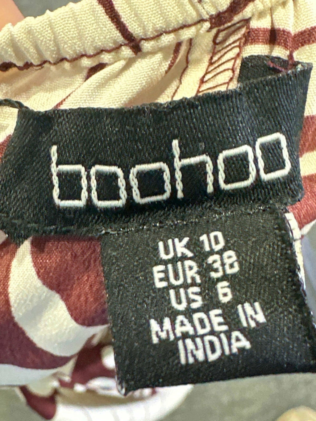 Boohoo Brown and White Strapless Mini Dress UK 10