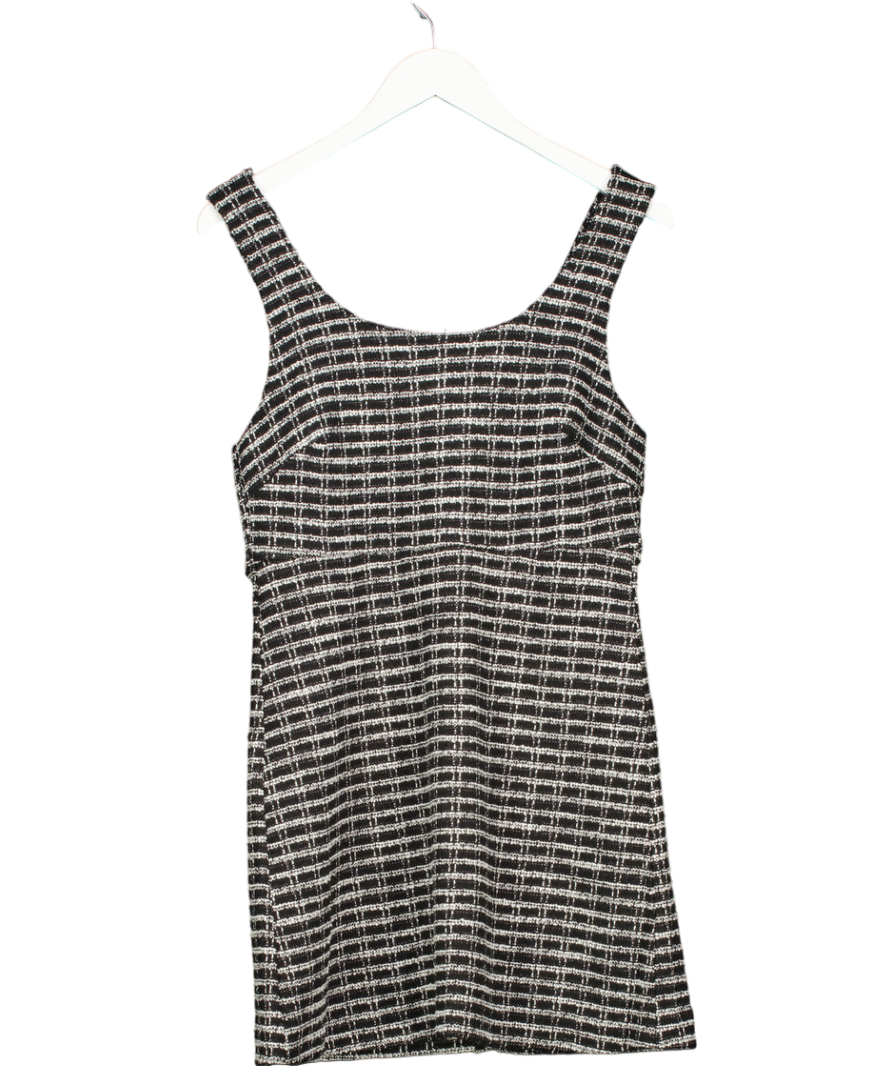 MANGO Black Check Tweed Dress UK 10