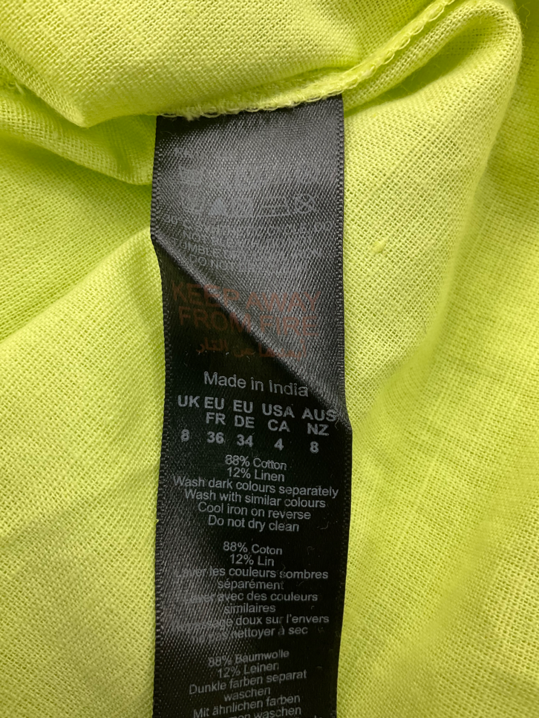 PrettyLittleThing Green Linen Tie Front Sleeveless Top UK 8