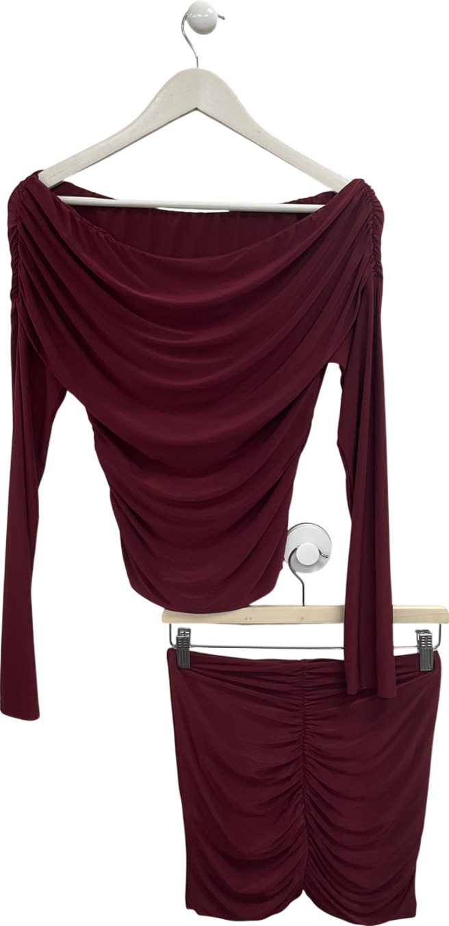 ASOS Red Ruched Mini Skirt And Top Set UK S