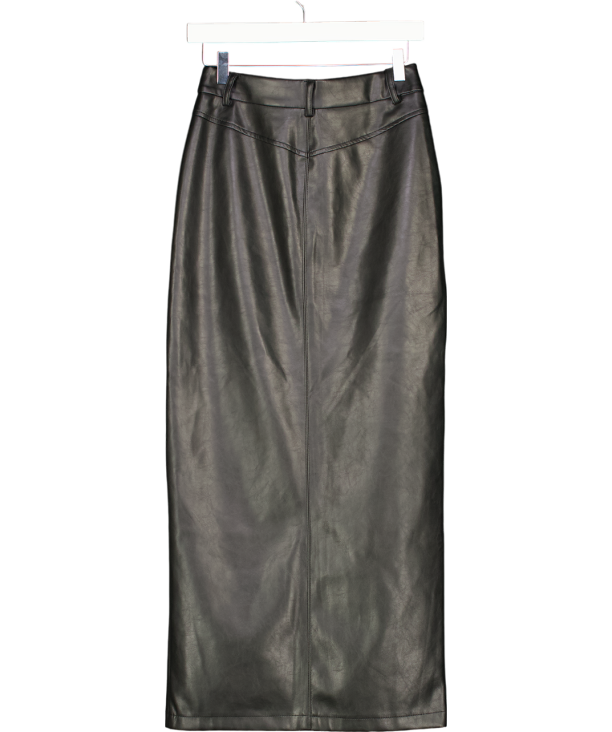 4th & Reckless Black Faux Leather Midi Pencil Skirt UK 8