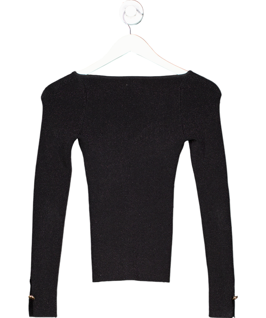River Island Black Long Sleeved Sparkly Top UK 6