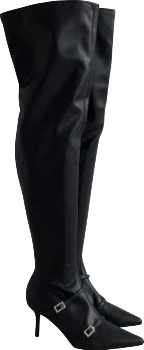 Public Desire Black Orion Over The Knee Boots UK 6 EU 39 👠