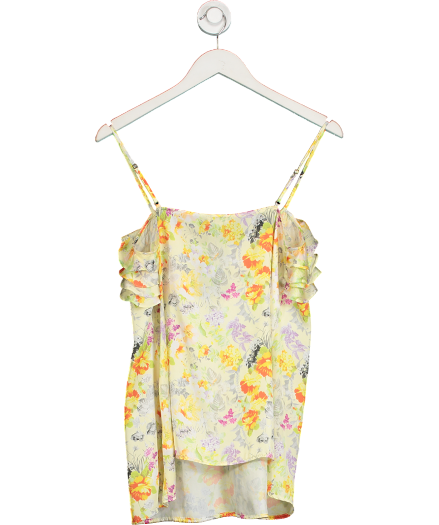 River Island Yellow Floral Ruffle Cami Top UK 10