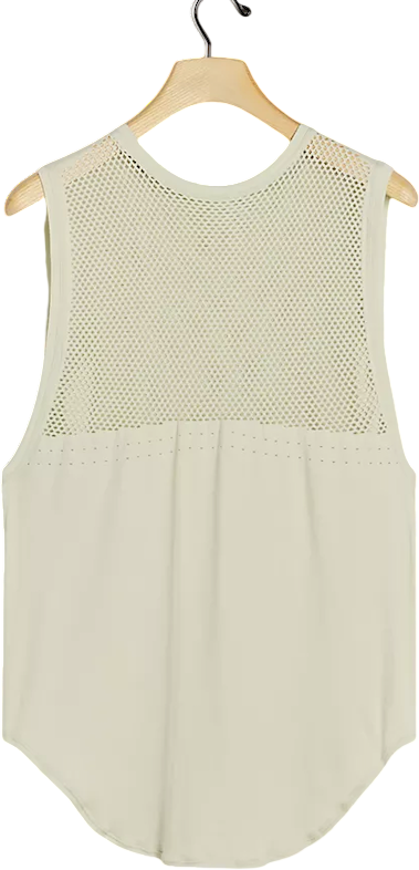 VARLEY Sage Green Breathable Mesh Detail Longline Tank Top UK XXS-XS