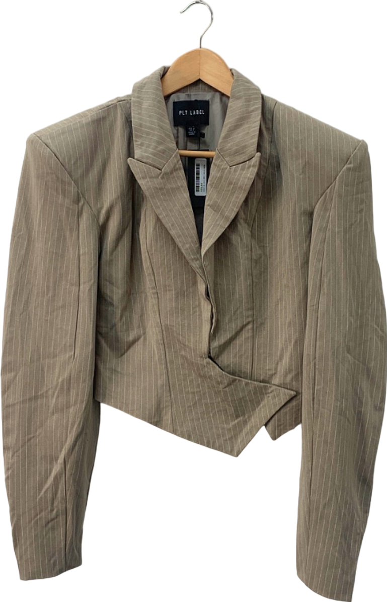 PLT Label Dark Taupe Pinstripe Oversized Blazer UK 8