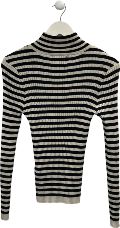 Pieces Black Striped Roll Neck Jumper UK XXL