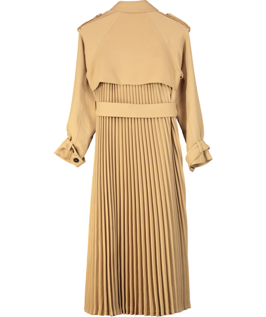 Karen Millen Beige Tailored Pleat Detail Belted Trench Coat UK 8