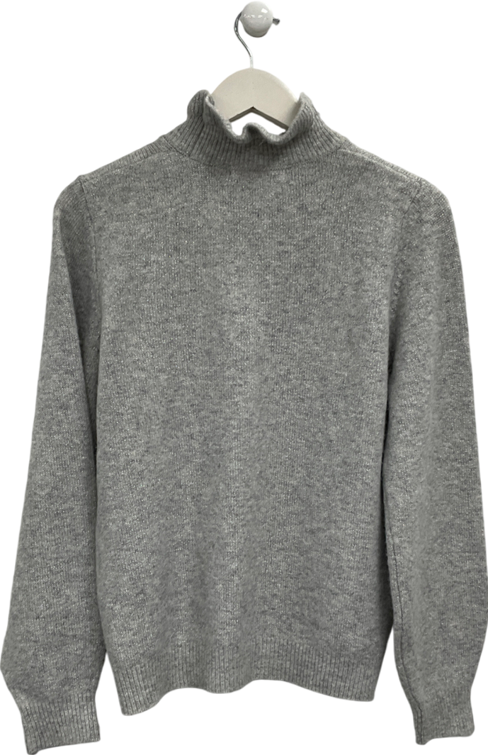 Next Embellished Grey Knit Jumper With Reindeer Sequins UK M