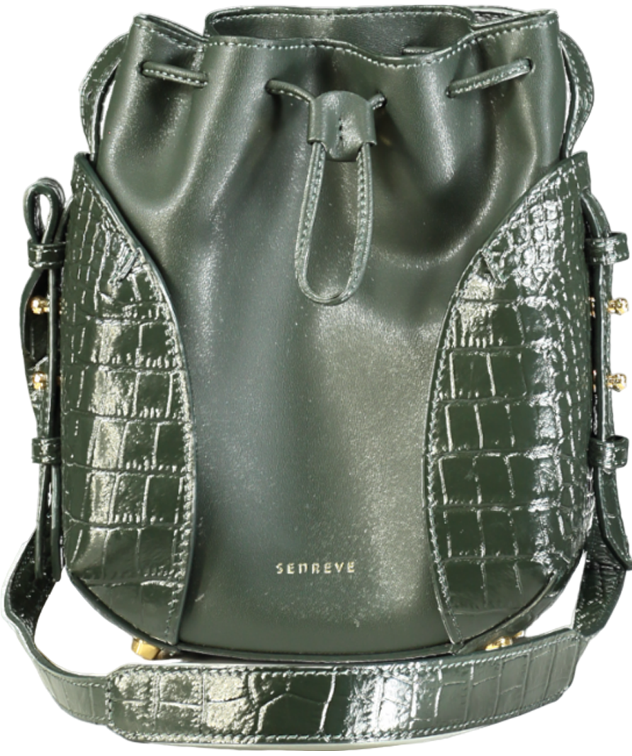 Senreve Green Mini Fiore Bucket Vegan Crossbody Bag