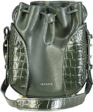 Senreve Green Mini Fiore Bucket Vegan Crossbody Bag