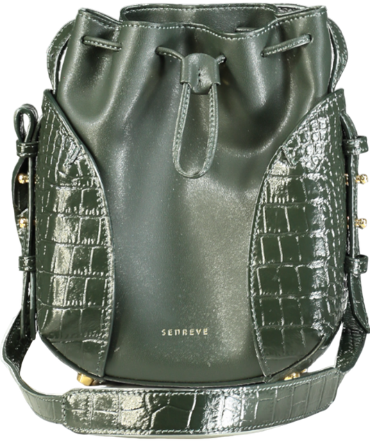 Senreve Green Mini Fiore Bucket Vegan Crossbody Bag