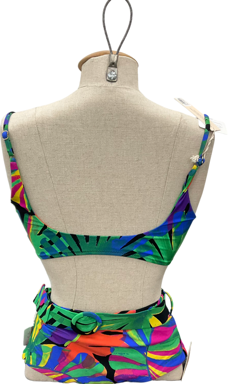 Dancing Leopard Multicoloured Halo Montego Bikini Top In Retro Tropic & Halo Juniper High Waisted  Brief In Retro Tropic UK 12