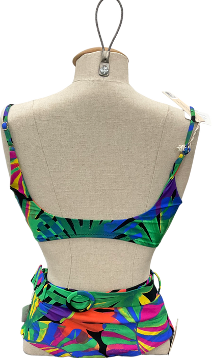 Dancing Leopard Multicoloured Halo Montego Bikini Top In Retro Tropic & Halo Juniper High Waisted  Brief In Retro Tropic UK 12